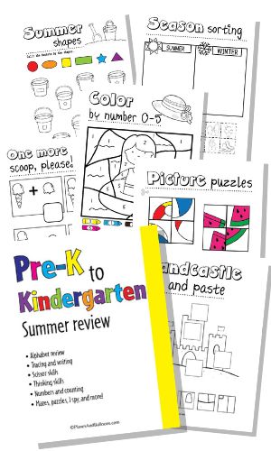 Pre-K to Kindergarten Summer packet pages