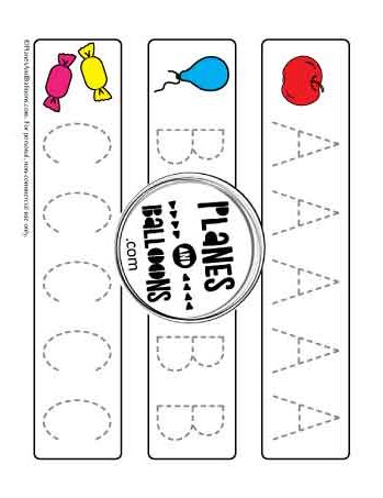 Uppercase traceable letters A B and C worksheet