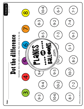 Subtraction from 10 worksheets