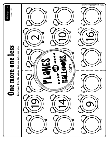 One more one less worksheets pdf