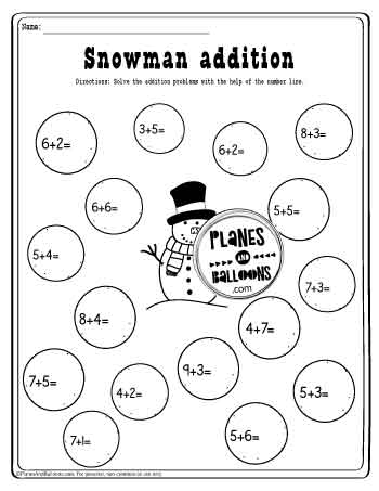Snowman addition worksheet 