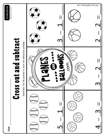 Subtraction within 10 kindergarten worksheets