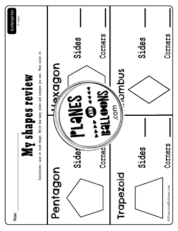 Properties of 2D shapes worksheets