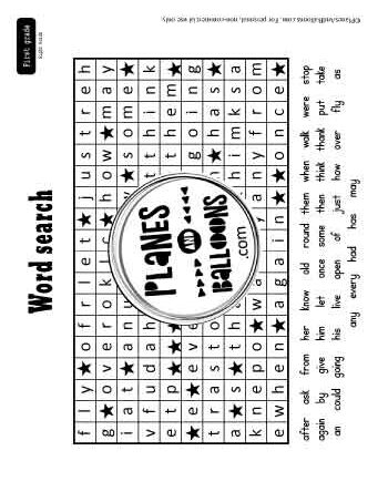 Sight word word search worksheet