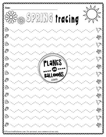 Tracing zig zag lines spring worksheet