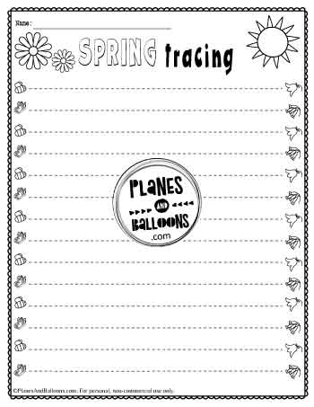 Tracing straight lines spring worksheet