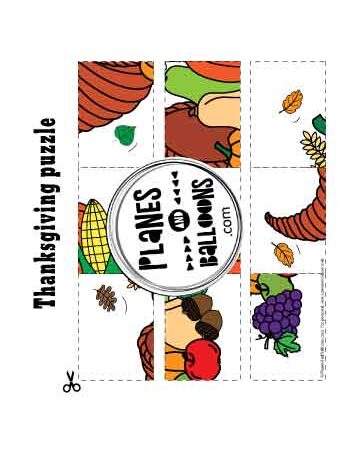 Thanksgiving puzzle for preschoolers - cornucopia