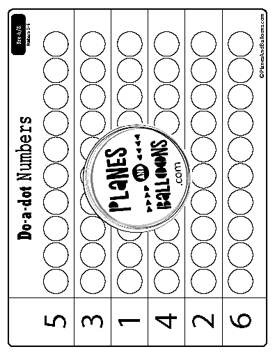 Number recognition worksheet for dot markers