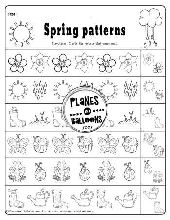 Finish the AB pattern for spring worksheet
