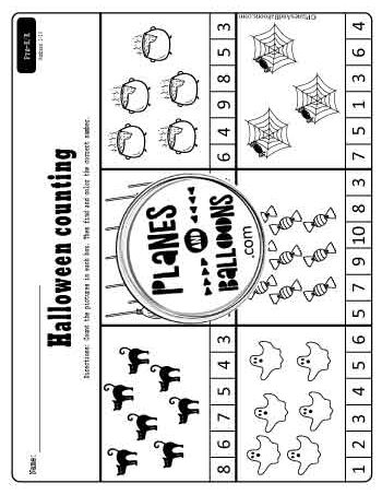 Halloween counting worksheet numbers 1-10