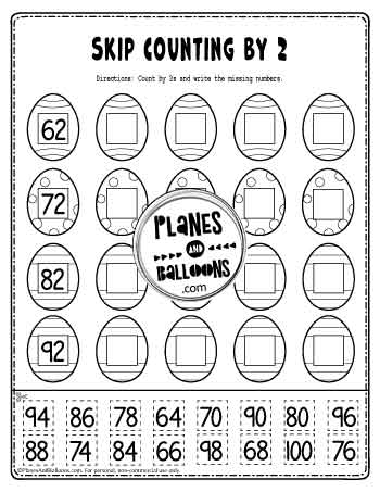 Easter skip counting by 2 worksheet