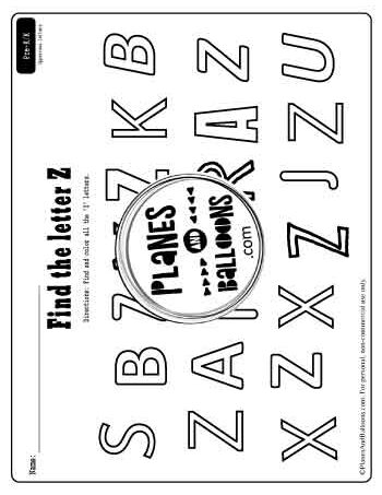 abc letter find worksheets - letter Z worksheet example
